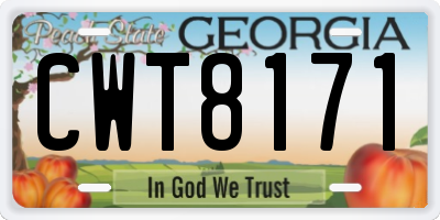 GA license plate CWT8171
