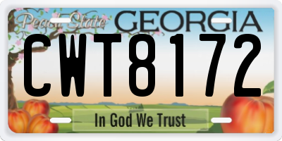 GA license plate CWT8172