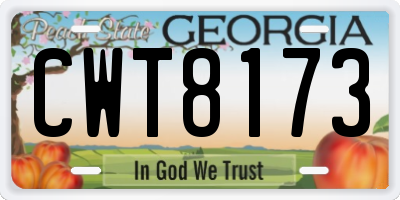 GA license plate CWT8173