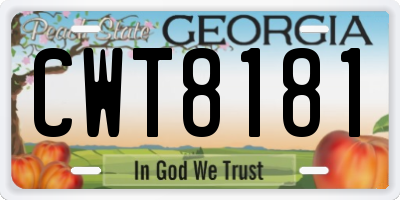 GA license plate CWT8181