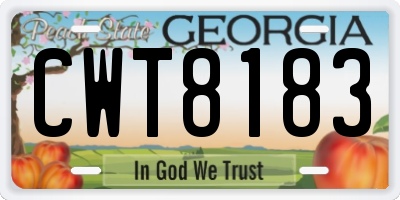 GA license plate CWT8183