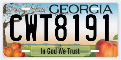 GA license plate CWT8191