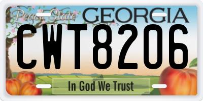 GA license plate CWT8206