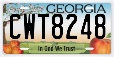GA license plate CWT8248