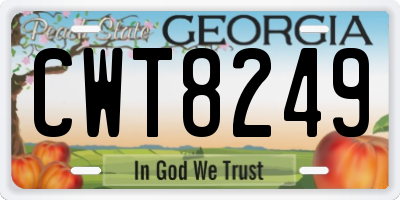 GA license plate CWT8249