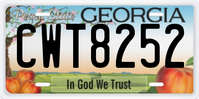 GA license plate CWT8252