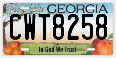 GA license plate CWT8258
