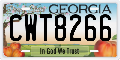GA license plate CWT8266
