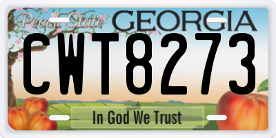 GA license plate CWT8273
