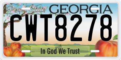 GA license plate CWT8278