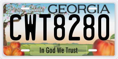 GA license plate CWT8280