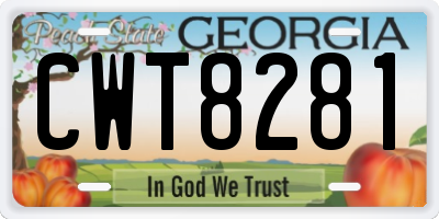 GA license plate CWT8281