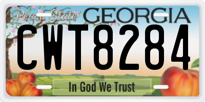GA license plate CWT8284