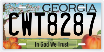 GA license plate CWT8287