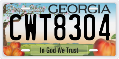 GA license plate CWT8304