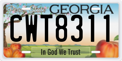 GA license plate CWT8311