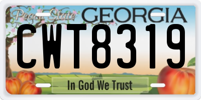 GA license plate CWT8319