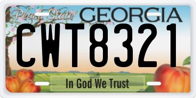 GA license plate CWT8321