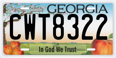 GA license plate CWT8322