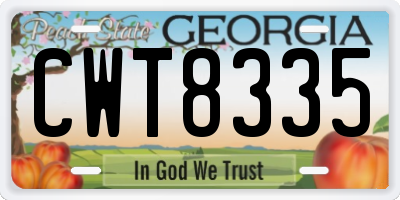 GA license plate CWT8335