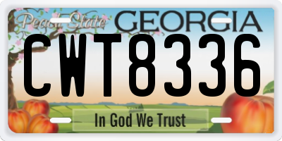 GA license plate CWT8336