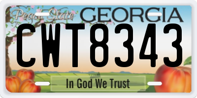 GA license plate CWT8343