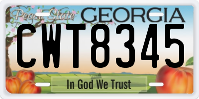 GA license plate CWT8345