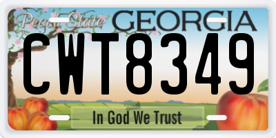GA license plate CWT8349
