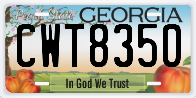 GA license plate CWT8350
