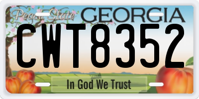 GA license plate CWT8352