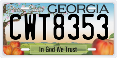 GA license plate CWT8353