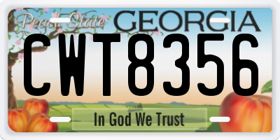 GA license plate CWT8356