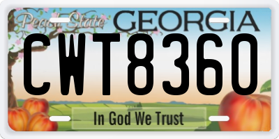 GA license plate CWT8360