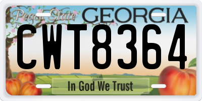 GA license plate CWT8364