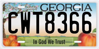 GA license plate CWT8366
