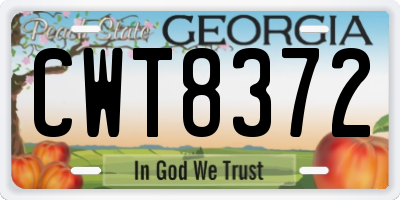 GA license plate CWT8372