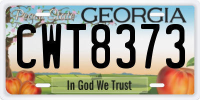 GA license plate CWT8373