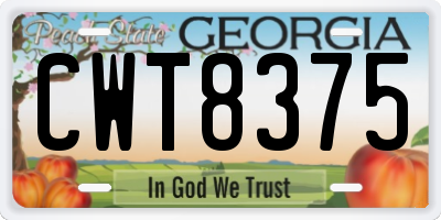 GA license plate CWT8375