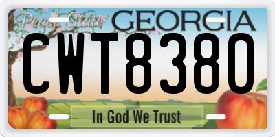 GA license plate CWT8380