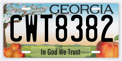 GA license plate CWT8382