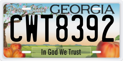 GA license plate CWT8392
