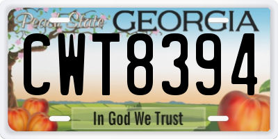 GA license plate CWT8394