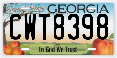 GA license plate CWT8398