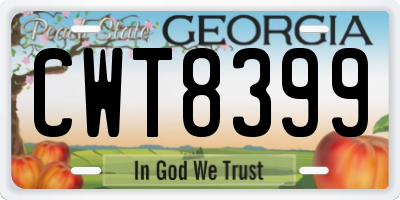 GA license plate CWT8399