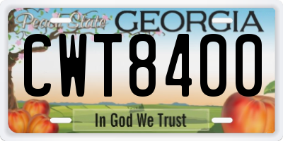 GA license plate CWT8400