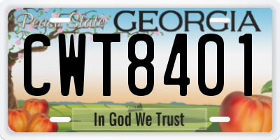 GA license plate CWT8401