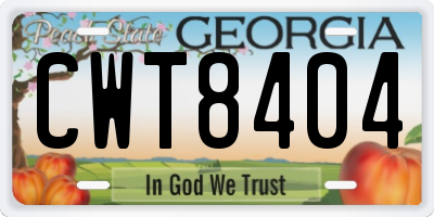 GA license plate CWT8404