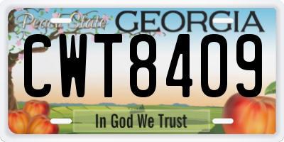 GA license plate CWT8409