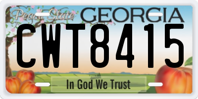 GA license plate CWT8415
