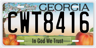 GA license plate CWT8416